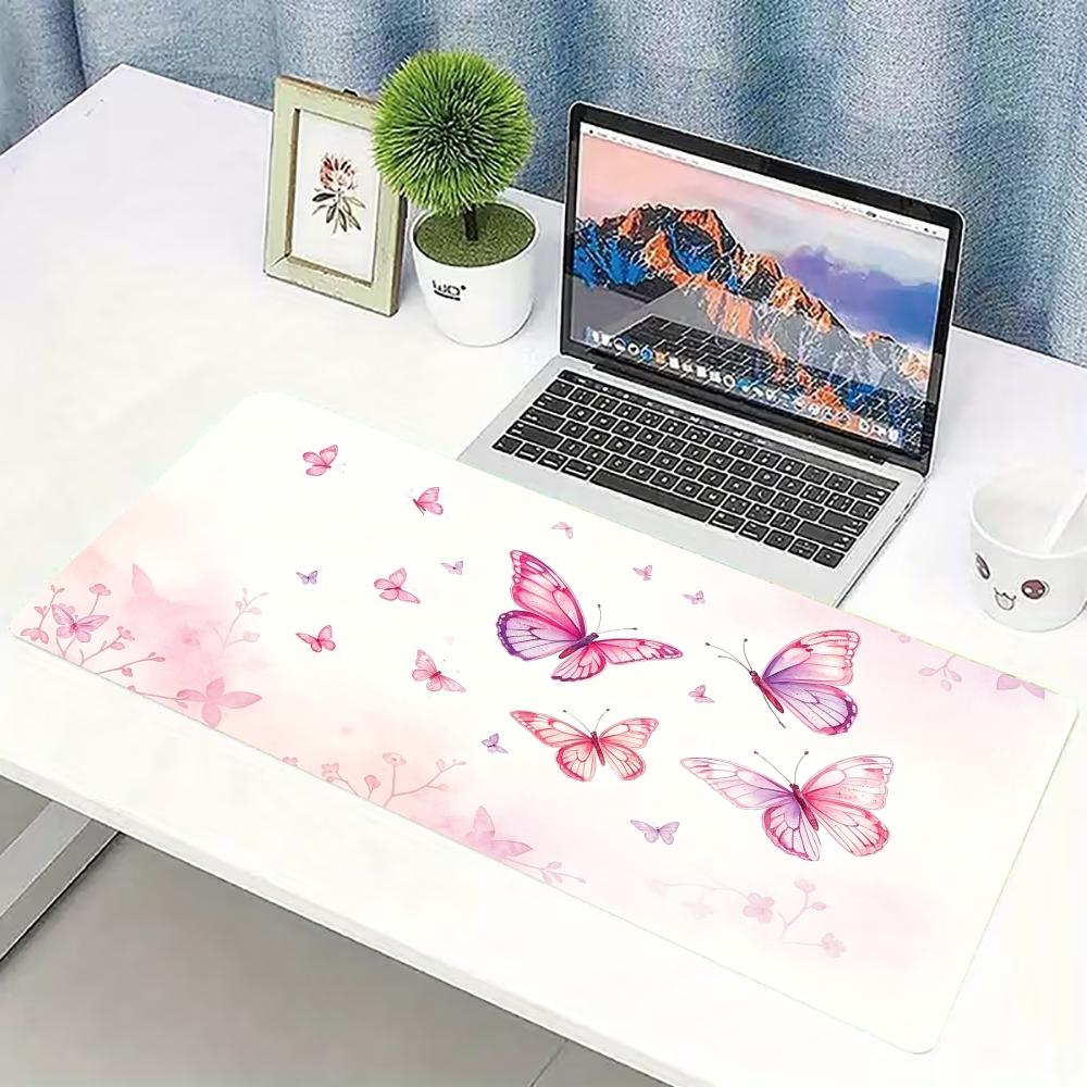 Pc Gaming Pink - لوحة ماوس كبيرة للألعاب بتصميم فراشة