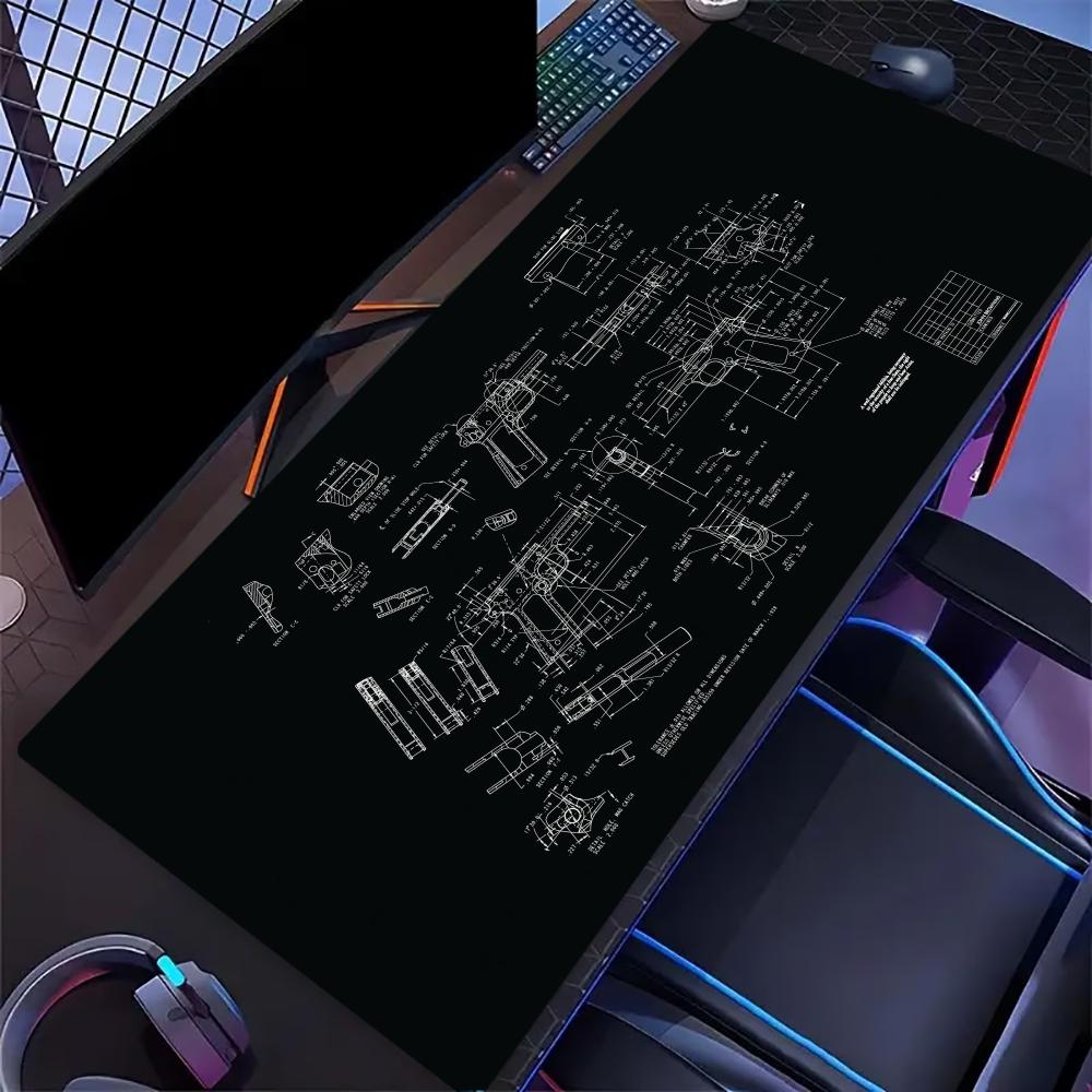 Pc Gaming Drawing - لوحة ماوس كبيرة للألعاب بتصميم مخطط