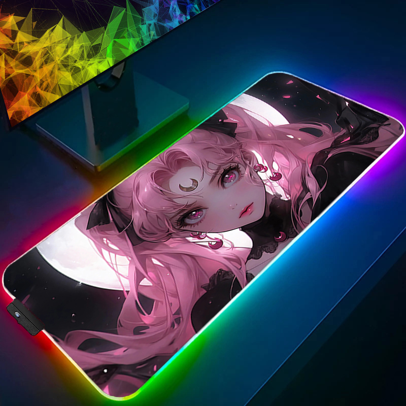 Pc Gaming Pink - لوحة ماوس كبيرة RGB للألعاب مع